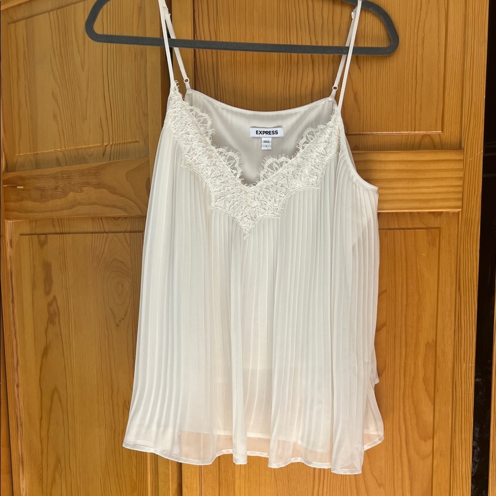 Express Cream Ruffled Pleated Camisole